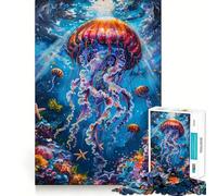 Puzzle da 1000 pezzi con meduse colorate sott'acqua,ideale per ragazzi,che stimola la mente Gioco stimolante,incastro perfetto,senza spazi vuoti Attività rilassante di gruppo al chiuso (38x26cm)