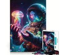 Puzzle da 1000 pezzi con meduse e galassia spaziale per adolescenti, ideale per rafforzare la memoria e il legame familiare, con bordi precisi e un regalo pensato con cura (38x52cm)