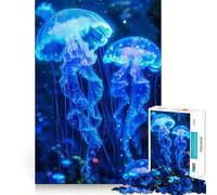 Puzzle da 1000 pezzi con meduse fluorescenti al neon per adulti, gioco di logica stimolante, divertimento rilassante, bordi chiari, regalo memorabile (50x75cm)