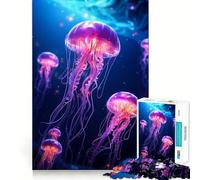Puzzle da 1000 pezzi con meduse fluorescenti per adulti, ideale per stimolare la mente, alleviare l'ansia, con bordi precisi e un regalo speciale (38x52cm)