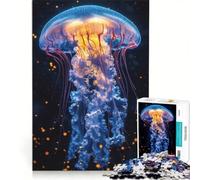 Puzzle da 1000 pezzi con meduse luminose in acque scure, gioco rilassante, attività intellettuale decompressiva, collezione d'artista, belle arti 50x75cm