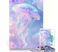 Puzzle da 1000 pezzi con meduse pastello ad acquerello per ragazzi, stimola la memoria, gioco da interno, immagine da assemblare, regalo per le vacanze (50x75cm)