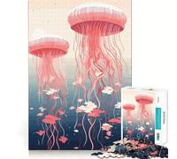 Puzzle da 1000 pezzi con meduse rosa nell'oceano, ideale per ragazzi, gioco di logica e divertimento, con bordi lisci ed elegante (38x26cm)
