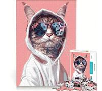 Puzzle da 1000 pezzi con meme di gatti e immagini di Thug Life, antistress, divertente e umoristico, ideale per decorare la scrivania 38x52cm