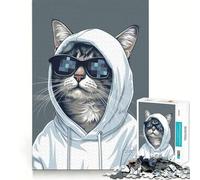 Puzzle da 1000 pezzi con meme di gatti,stile Thug Life,taglio preciso,decorazione,gioco per la mente,regalo,gioco rilassante,attività per compleanno (38x26cm)