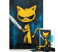 Puzzle da 1000 pezzi con meme di Psycho Cat per adulti, gioco per la concentrazione e il tempo libero, ideale per la casa, con bordi netti, regalo perfetto per Babbo Natale (38x26cm)