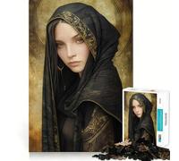 Puzzle da 1000 pezzi con misteriosa donna incappucciata, ideale per adulti, con design logico, rilassante e artistico (50x75cm)