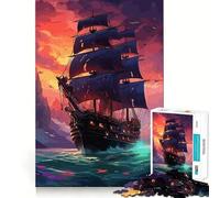 Puzzle da 1000 pezzi con misteriosa nave pirata per adulti, gioco di logica, rilassante e divertente, con taglio perfetto, regalo elegante (50x75cm)