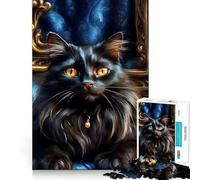 Puzzle da 1000 pezzi con misterioso gatto nero, ideale per adolescenti, per rafforzare la memoria, perfetto per il tempo libero a casa, con bordi puliti e un regalo prezioso (38x52cm)