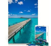 Puzzle da 1000 pezzi con molo su un'isola tropicale e acqua turchese, ideale per adulti Stimola la memoria, è un passatempo rilassante, di alta qualità e un bel regalo (38x52cm)