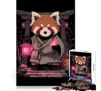 Puzzle da 1000 pezzi con monaco panda rosso e lanterna, per adulti, gioco di logica intelligente, divertimento casual, bordi lisci, decorazione da parete (50x75cm)