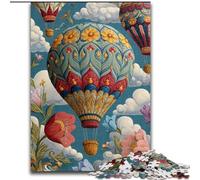 Puzzle da 1000 pezzi con mongolfiera e fiori, per adulti, perfetto come regalo di Natale e Capodanno, regalo per le feste (dimensioni 26x38cm)