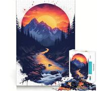 Puzzle da 1000 pezzi con montagna e tramonto vintage, ideale per ragazzi, gioco di intelletto, momento di condivisione, taglio di qualità, regalo memorabile (38x26cm)
