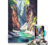 Puzzle da 1000 pezzi con montagna fiume e canyon gioco per famiglie assemblaggio di motivi con pezzi di forma casuale completamente ad incastro 38x26cm