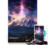 Puzzle da 1000 pezzi con montagna, fulmine e tempesta, ideale per adolescenti, per rafforzare la memoria, perfetto per il tempo libero a casa, con bordi puliti e un regalo prezioso (38x26cm)