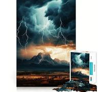Puzzle da 1000 pezzi con montagna, fulmine e tempesta, ideale per adolescenti, per rafforzare la memoria, perfetto per il tempo libero a casa, con bordi puliti e un regalo prezioso (38x26cm)
