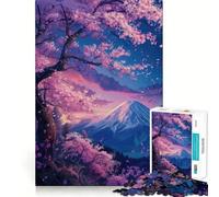 Puzzle da 1000 pezzi con montagna in fiore di ciliegio,taglio premium,gioco creativo per stimolare la mente,momento di pace e divertimento,decorazione natalizia da parete (38x26cm)