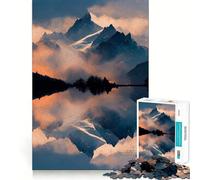 Puzzle da 1000 pezzi con montagna innevata al tramonto per ragazzi, stimola la memoria, divertente e rilassante, con bordi precisi, regalo artistico 38x52cm