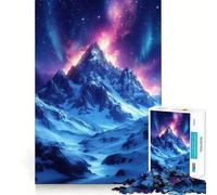 Puzzle da 1000 pezzi con montagna innevata sotto l'aurora boreale, ideale per ragazzi, gioco di logica, rilassante e divertente, con bordi precisi, perfetto per decorare la parete (38x26cm)
