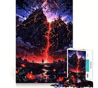 Puzzle da 1000 pezzi con montagna vulcanica e fiume di lava,gioco di abilità mentale,incastro stabile,parti che non si spostano,passatempo divertente per i lunghi weekend (38x26cm)