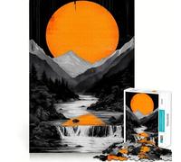 Puzzle da 1000 pezzi con montagne al tramonto arancione per adulti, gioco stimolante per la mente, svago, dettagli nitidi, (38x52cm)