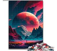 Puzzle da 1000 pezzi con montagne colorate dei pianeti, in legno, idea regalo per le feste, opera d'arte umoristica, opera d'arte dettagliata 50x75cm per compleanno, festa, Natale, Halloween
