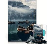 Puzzle da 1000 pezzi con montagne e barche sul lago, ideale per adulti Gioco di allenamento mentale, divertimento in casa, taglio di precisione, regalo per le vacanze (38x52cm)