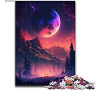 Puzzle da 1000 pezzi con montagne e pianeti colorati, realizzato in legno, attività divertente per la casa, 50x75cm, decorazione fai da te, regalo per le vacanze che stimola il cervello