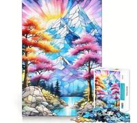 Puzzle da 1000 pezzi con montagne, fiume e alberi per ragazzi, gioco di logica e abilità, divertimento condiviso, taglio preciso, decorazione da parete (50x75cm)
