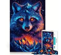 Puzzle da 1000 pezzi con montagne, procione e fuoco per adulti, ideale per stimolare la logica, con un tocco di classe, perfetto per il compleanno (38x26cm)