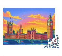 Puzzle da 1000 pezzi con monumento londinese, Palazzo di Westminster al tramonto, gioco educativo per adulti, decorazione per la casa, difficile e stimolante, di compleanno, 38x26 cm