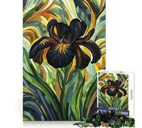 Puzzle da 1000 pezzi con mosaico di fiori di iris neri per adulti, ideale per concentrarsi, rilassarsi e divertirsi, con tagli precisi e un'atmosfera accogliente, perfetto come regalo di Natale