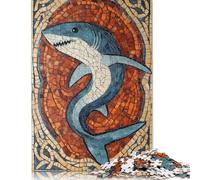 Puzzle da 1000 pezzi con mosaico di squali per adulti, regali di Natale, puzzle in legno e carta per adulti e adolescenti dai 12 anni in su, 1000 pezzi (75x50 cm)