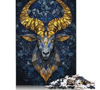 Puzzle da 1000 pezzi con mosaico dorato di Ariete per adulti, regalo di Halloween, puzzle di carta per adulti, 1000 pezzi (38x26 cm)