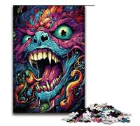 Puzzle da 1000 pezzi con mostri psichedelici colorati per adulti puzzle in legno ottimo regalo per Natale 75x50 cm