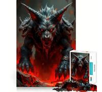 Puzzle da 1000 pezzi con mostro lupo a tre teste per adolescenti, gioco di sfida mentale, passatempo rilassante, taglio preciso, regalo adorabile 38x26cm