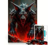 Puzzle da 1000 pezzi con mostro lupo a tre teste per adulti, puzzle di memoria, sollevamento lento, divertimento, assemblaggio dell'immagine, regalo creativo 38x52cm