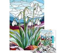 Puzzle da 1000 pezzi con motivo a bucaneve in vetro colorato sfida per l'intelligenza gioco avvincente per tutta la famiglia adatto anche alle coppie regalo artistico (dimensioni 38x26cm)