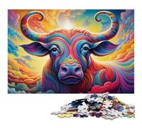 Puzzle da 1000 pezzi con motivo a bufalo psichedelico per adulti, ideale per gli innamorati, perfetto regalo di Natale, Capodanno e San Valentino, 26X38CM/10,23x14,96 pollici.