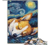 Puzzle da 1000 pezzi con motivo a Corgi e cielo notturno, in legno, perfetto regalo di Natale e Capodanno, regalo per le feste, 50x75cm, gioco rompicapo per adolescenti, perfetto regalo per le feste