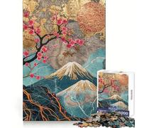 Puzzle da 1000 pezzi con motivo a fiori di ciliegio e monte Fuji, ideale per adolescenti Puzzle nitido, rilassante, con taglio uniforme, regalo speciale (38x52cm)