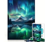 Puzzle da 1000 pezzi con motivo a montagne e aurore boreali per adulti, un gioco stimolante per la mente, un'oasi di tranquillità e relax Pezzo da collezione di alta qualità (38x26cm)