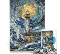 Puzzle da 1000 pezzi con motivo a mosaico e luce guida, gioco per famiglie, assemblaggio di disegni, con pezzi di forma casuale completamente ad incastro 38x52cm