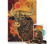 Puzzle da 1000 pezzi con motivo a spirale di toro e segno zodiacale del Toro, ideale per adolescenti Gioco cognitivo, svago rilassante, assemblaggio di motivi e opere d'arte 50x75cm