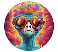 Puzzle da 1000 pezzi con motivo a struzzo, animali, rotondo, per adulti, attività educativa per lo sviluppo delle abilità cognitive (67,5x67,5cm)