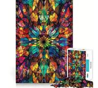Puzzle da 1000 pezzi con motivo a vetrata per ragazzi, gioco di logica e puzzle da assemblare, divertente, con taglio di precisione, regalo elegante 38x26cm