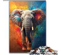 Puzzle da 1000 pezzi con motivo acquerello raffigurante un elefante Adatto per compleanni, Halloween, Ringraziamento, Pasqua (dimensioni 26x38cm)