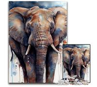 Puzzle da 1000 pezzi con motivo acquerello raffigurante un elefante, puzzle difficile per adulti e adolescenti, serata di giochi in famiglia, idea regalo stimolante per il cervello, 26x38cm