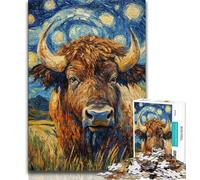 Puzzle da 1000 pezzi con motivo acquerello Yak, ideale come regalo per adolescenti, per ammazzare il tempo durante le vacanze, con pezzi completamente interconnessi e di forma casuale, 50x75cm