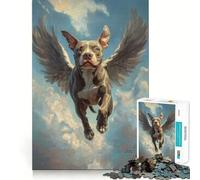 Puzzle da 1000 pezzi con motivo American Staffordshire Terrier e angelo,ideale per un divertente gioco di memoria con superficie liscia e priva di sbavature,una sfida stimolante per il tempo libero